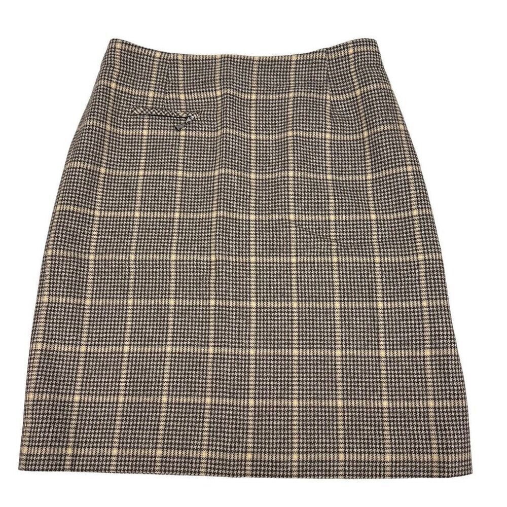 Pendleton Virgin Wool Houndstooth Plaid Skirt Siz… - image 1